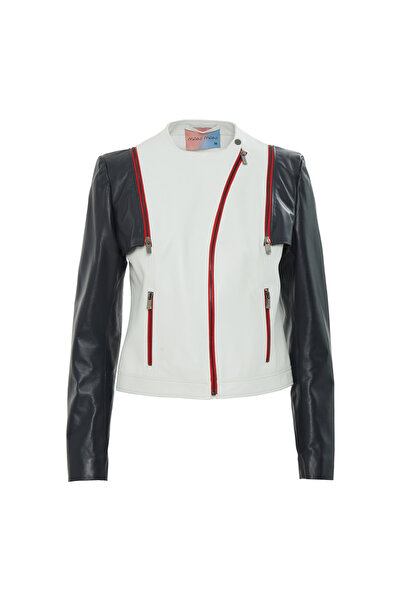 GİZİA Kontrast Renkli Deri Ceket