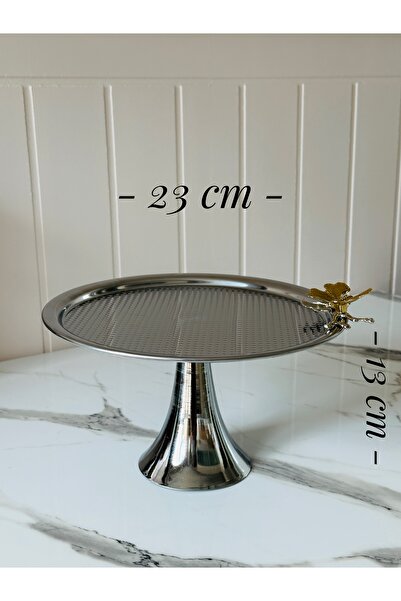 Melinda Gold Metal Decorative Ornate Metal Tray & Cake Stand with Metal Legs