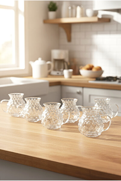 FH finehome 6-Piece Glass Cup Set with Bubble Handle