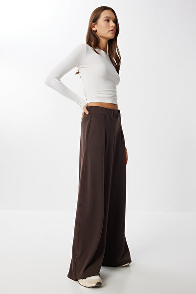 Lovelyİstanbul Yumuşak Modal Pileli Eşofman Altı LUB0275 KAHVERENGİ