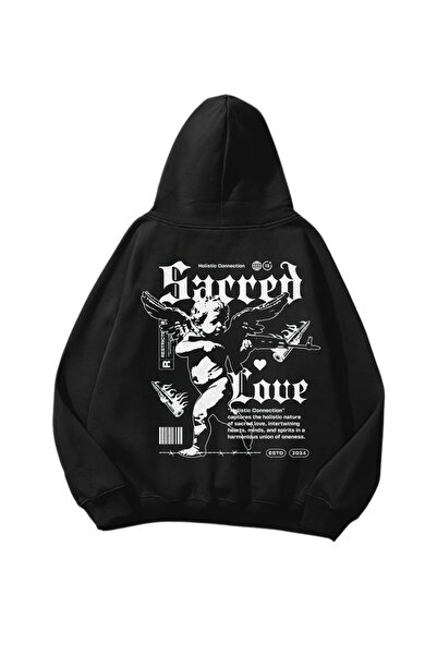 Gofeel Свещена любов Баскили Синя Овърсайз Унисекс Качулка Свитшърт