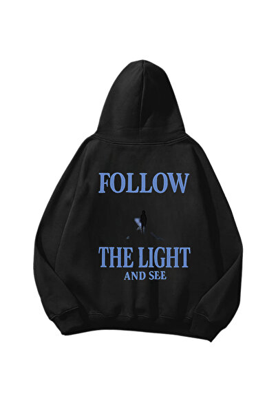 weywot كن على استعداد لتتبع الضوء وشاهد سويت شيرت هوديي أسود كبير الحجم مطبوع...