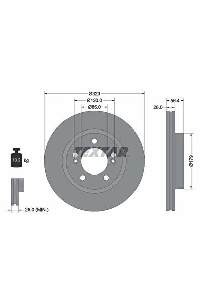 TEXTAR Дискови спирачки Kg Mobility Musso/Rexton Ssangyong Musso/Rexton