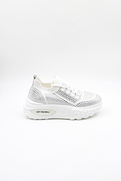 KRISTE BELL Bağcıklı Triko Taşlı Yüksek Taban Kadın Spor Ayakkabı K25 0018 - ...