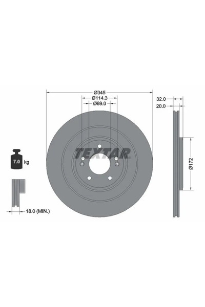 TEXTAR Disc Frana Genesis GV60 Hyundai Ioniq 5/Ioniq 6