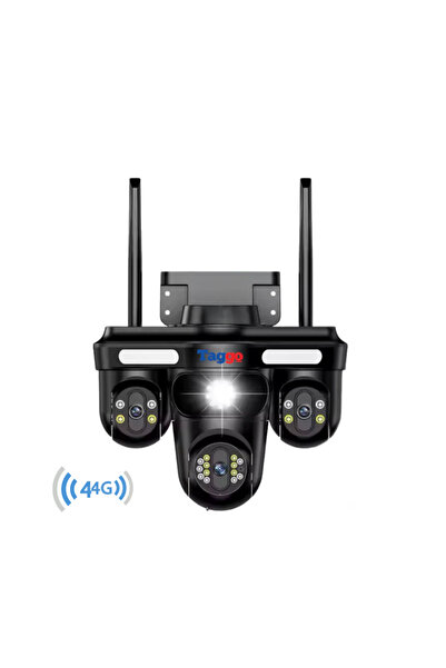 Taggo Crocodile 4G Surveillance Camera, 3 Lenses, 12MP Panoramic View, Night Vision