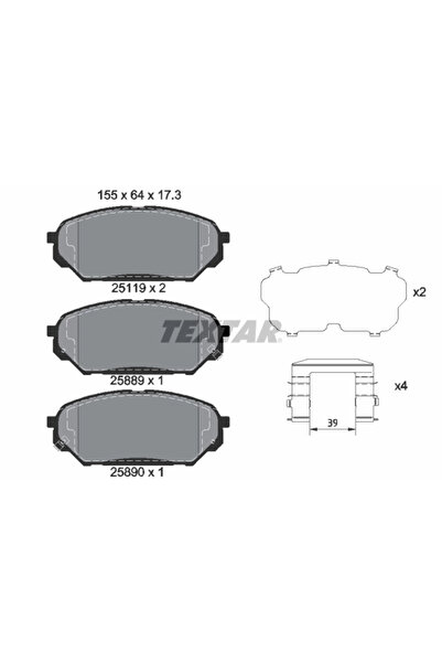 TEXTAR Комплект спирачни накладки за дискови спирачки Hyundai IX55