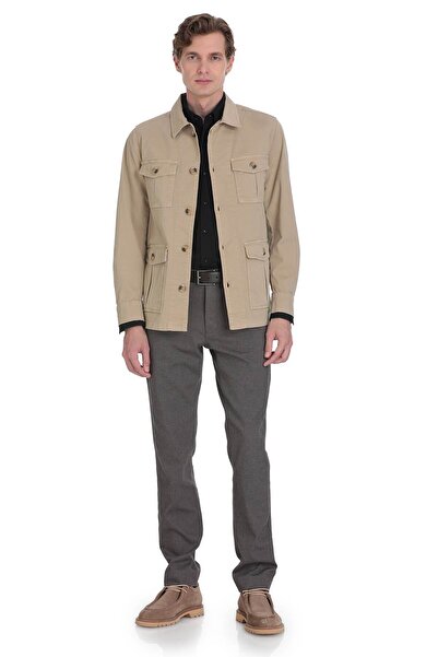 Hatemoğlu Beige Slim Fit Baby Collar Spring Coat