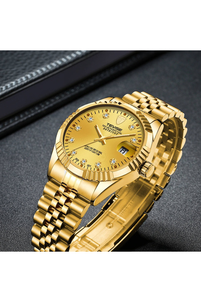 Tevise Ανδρικό ρολόι χειρός Classic Mechanical Automatic από ανοξείδωτο ατσάλι, χρυσό