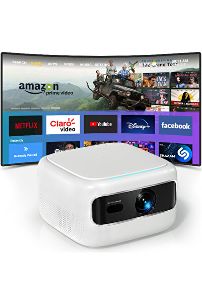 Wownect Mini Android Projector with 1080P Full HD Support, 2K HDR Support | Dual Band WiFi 2.4/5G an