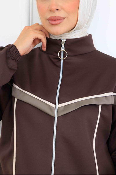 benguen Σετ Scuba Διπλό με Λεπτομέρεια Ρίγες N5347 Καφέ