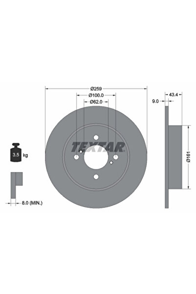 TEXTAR Спирачен диск за Suzuki Swift 4