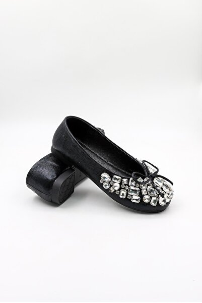 KRISTE BELL Imported Women's Stone-Studded Stylish Ballet Flats Kb2000-000 Black