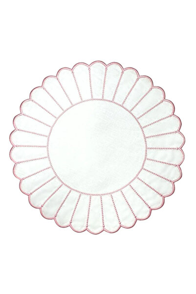 Table Alp Lüks Amerikan Servis Peçete Serisi – %100 Keten Pembe Nakışlı 2’li Set (4 Parça)