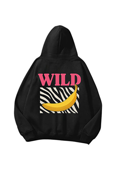 Gofeel Divlja Štampano crna Oversize kroj unisex majica sa kapuljačom