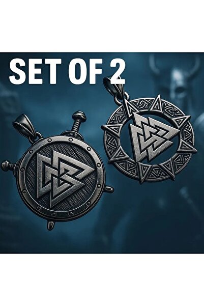 voyageaccessory Viking Necklace Set of 2 |   Stainless Steel Men's Necklace w...