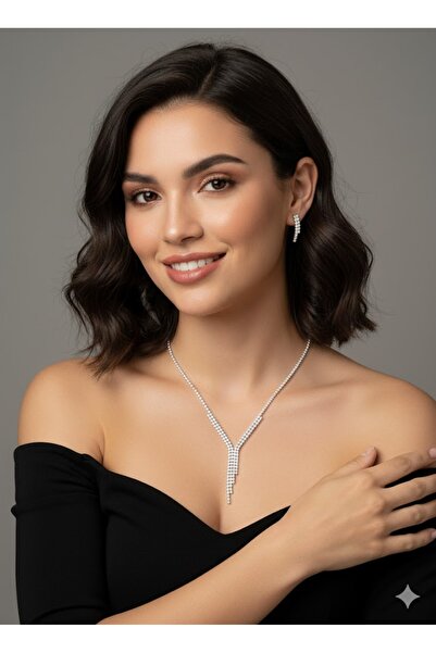 Trendy Waterway Design Evening Dress Set | Silver Plated For Your Special Moments