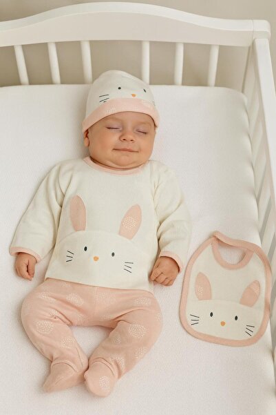 BYS BABY FASHION طقم ملابس مستشفى مكون من 10 قطع مطرزة بتصميم أرنب بأذنين، مص...
