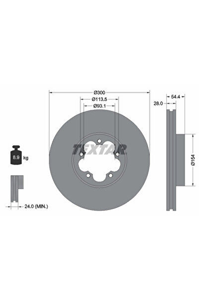 TEXTAR Disc Frana Ford Transit Bus/Transit Caroserie/Transit Platou / Sasiu F...