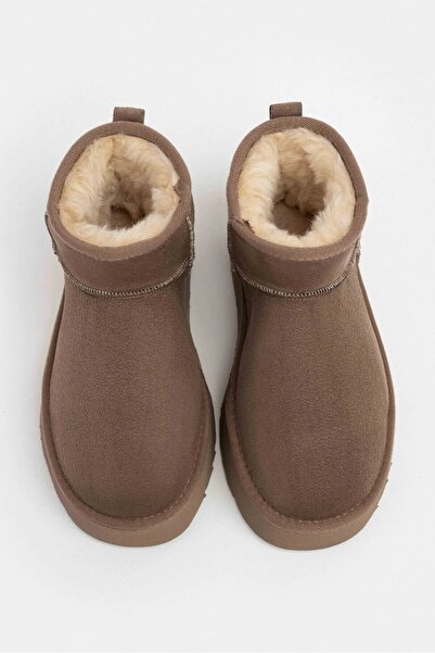 Lively Stylish Andra Mink Γυναικείες μπότες με χοντρή σόλα από σουέτ με επένδυση από γούνα, άνετες καθημερινές μπότες