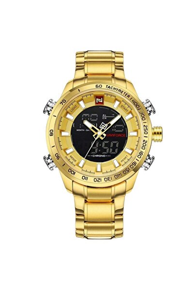 Naviforce Ceas bărbătesc digital analogic cuarț oțel auriu