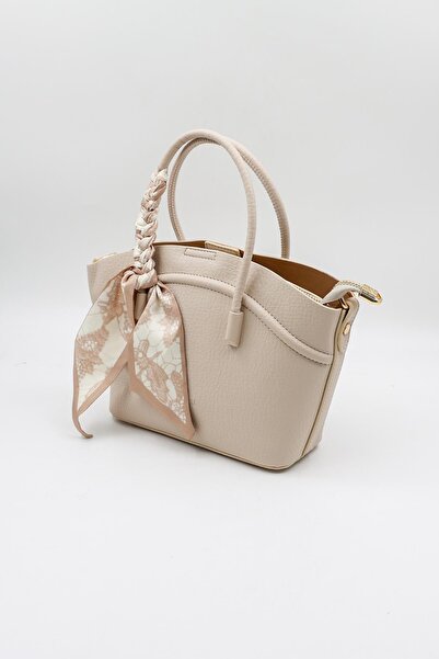 KRISTE BELL Imported Women's Scarf Detailed Hand and Cross Bag Kb592 - Beige