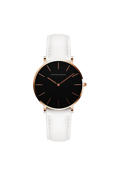 Hannah Martin Casual Quartz Women's Watch Leather Strap White/Black