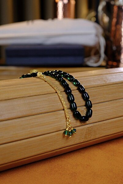 dergah tesbih Bilek Boy Gold Tasarım Gümüş Püskül Yeşil Ateş-i Sıkma Kehribar Tesbih