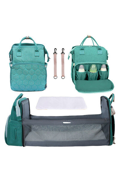 TSUMAB 3-in-1 Baby Diaper Bag with Foldable Bed & USB Charging Port – Multi-Functional Travel Backpack