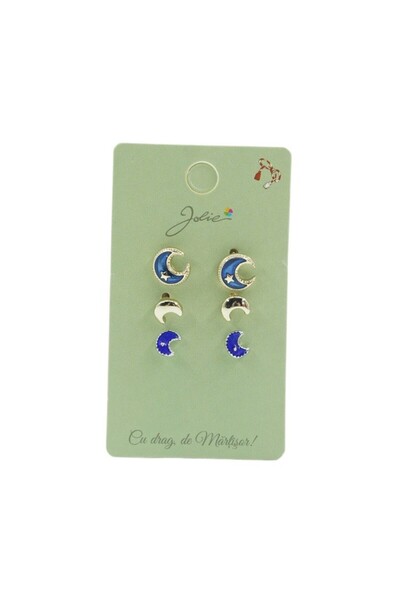 OEM Set of 3 Pairs of Half-Moon Earrings
