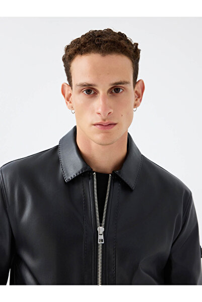 Loft Black Men's Leather Coat Lf2040820
