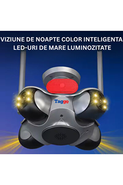 Taggo Cameră de securitate WiFi UltraVision 8K cu detectare inteligentă a mișcării și sistem de alarmă