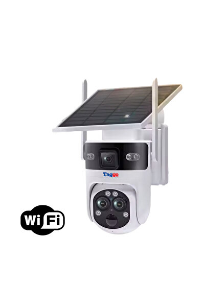 Taggo Cameră WiFi pentru exterior de 6MP, zoom 15X, alimentare solară, vedere nocturnă, rezistentă la intemperii