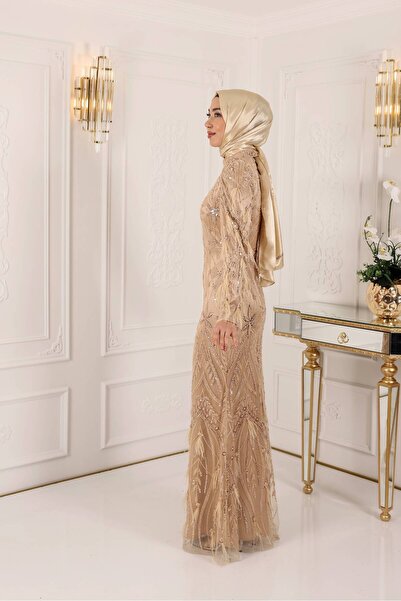 Prive Taş İşlemeli Tüy Detaylı Abiye 07
