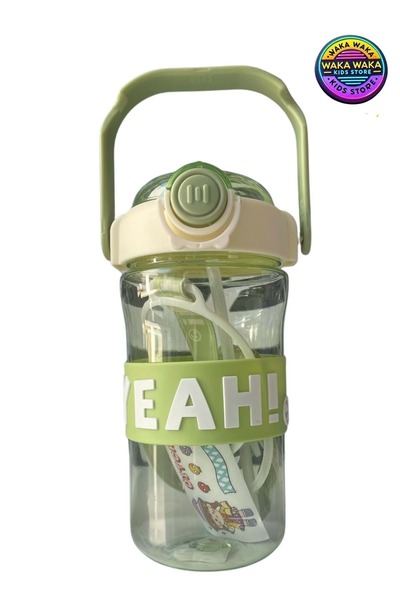 ww waka waka kids store Oh My God! Written Colorful Children's Water Bottle 650 ml - with Straw, Strap, Transparent Water Bottle