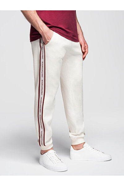 OMBRE Herren Joggerhose mit Streifen - Creme V2 OM-PASK-0284