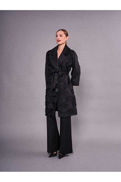 SERPİL Jakarlı Kuşaklı Şık Kadın Kaban 50876