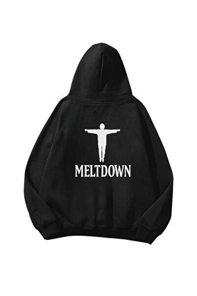 Gofeel Meltdown Štampano crna Oversize kroj unisex dukserica sa kapuljačom