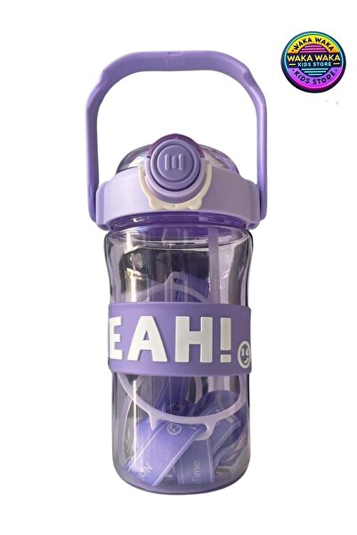 ww waka waka kids store Oh My God! Written Colorful Children's Water Bottle 650 ml - with Straw, Strap, Transparent Water Bottle