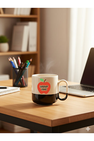 IŞILAY PROMOSYON كوب سيراميك حديث باللونين الأسود والأبيض هدية ليوم المعلم كو...