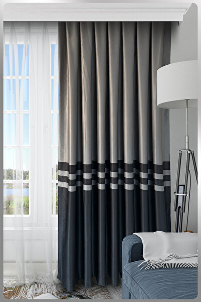 hesaplıperde Nebumu Roma Bordürlü Pileli Fon Perde