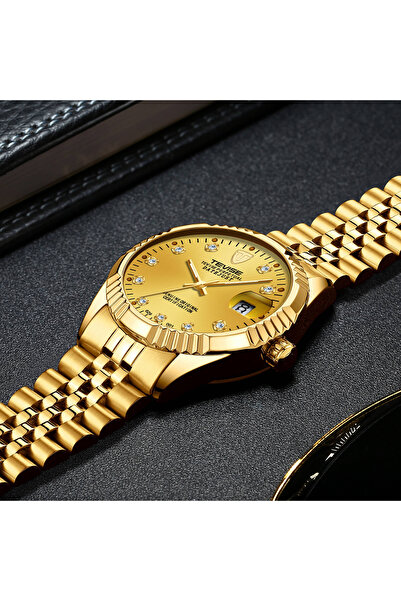 Tevise Ανδρικό ρολόι χειρός Classic Mechanical Automatic από ανοξείδωτο ατσάλι, χρυσό