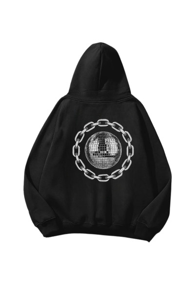 Gofeel Худі з принтом Chain Portrait, чорне, оверсайз, унісекс