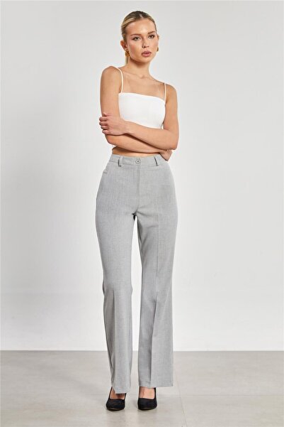 BARRELS AND OIL İspanyol Paça Kadın Kumaş Pantolon - Açık Gri