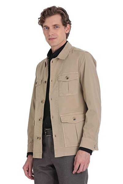 Hatemoğlu Beige Slim Fit Baby Collar Spring Coat