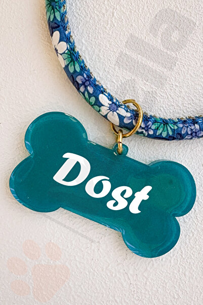 Petella İsimli Köpek Kolyesi Çiçek Desenli Ayarlanabilir Köpek Tasması