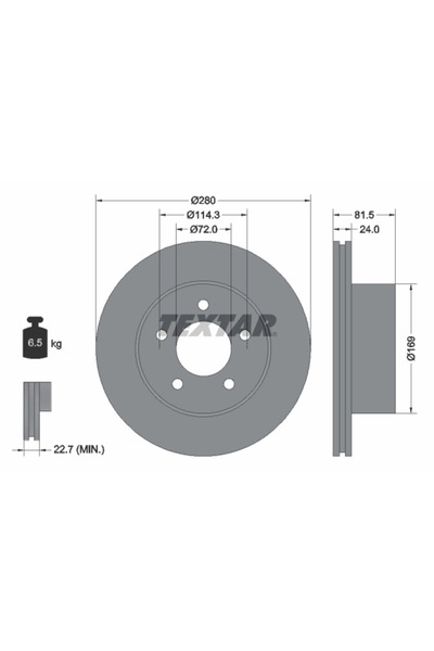 TEXTAR Disc Frana Jeep Cherokee/Comanche/Wrangler 1