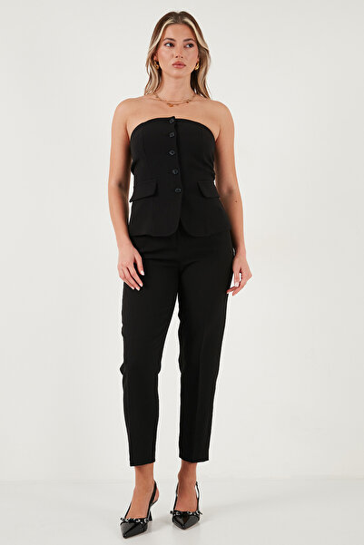 Lela Regular Fit Straplez Yaka Düğmeli Yelek YELEK 6839611