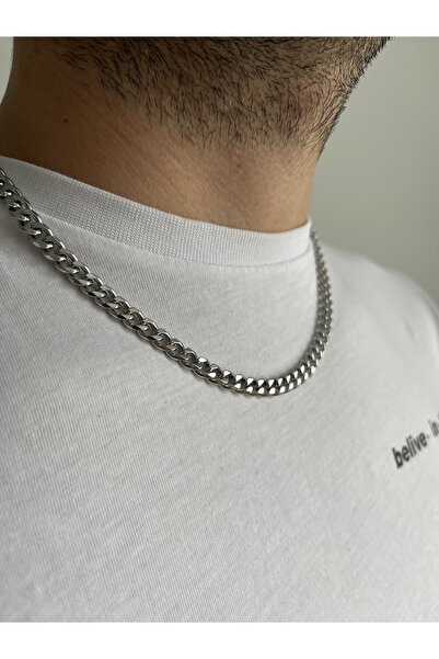 Fynbos Men's Steel Thick Chain Necklace – Stainless Steel Silver Color Necklace