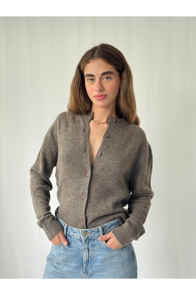 Retrobird Front Buttoned Basic Cardigan Women's Mink